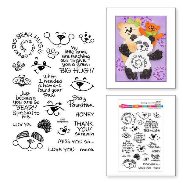 Stampendous Clear Stamps Bear Hugs Faces And Sentiments