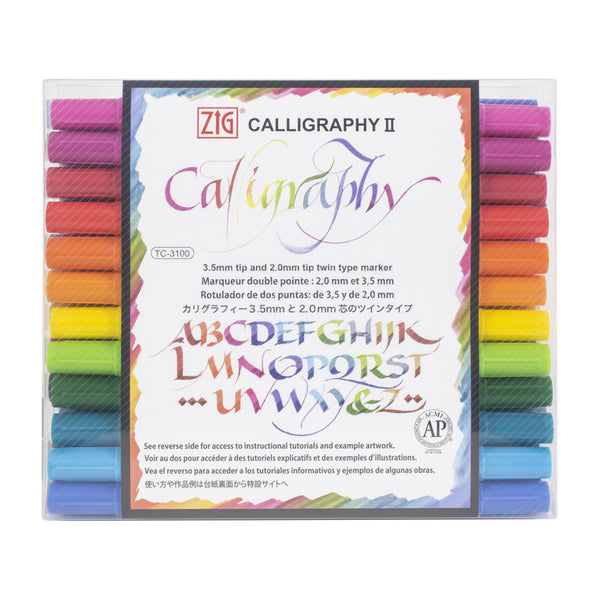 ZIG Memory System Calligraphy Dual-Tip Markers 24/Pkg