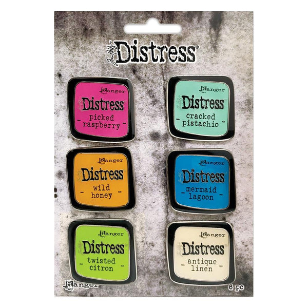 Tim Holtz Distress Enamel Collector Pin Set 6 pack  Set 1*