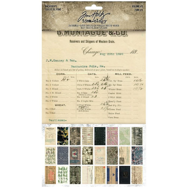 Tim Holtz Idea-Ology Backdrops Double-Sided Cardstock 6"X10" 24 pack  Volume