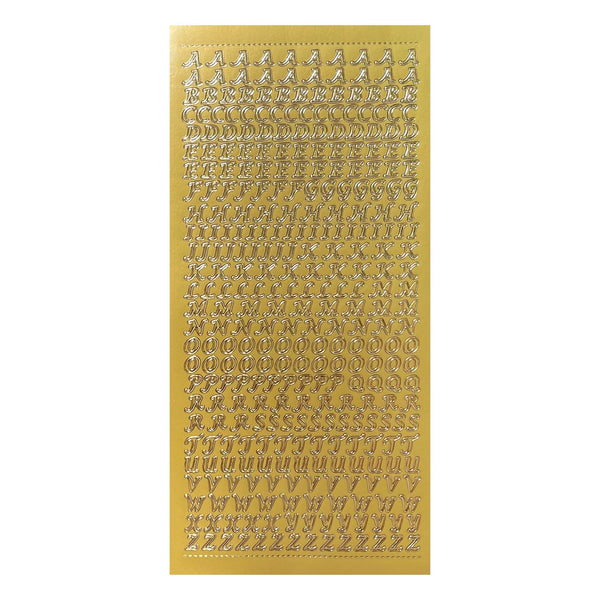 Poppy Crafts Alphabet Outline Stickers - Upper Case - Gold