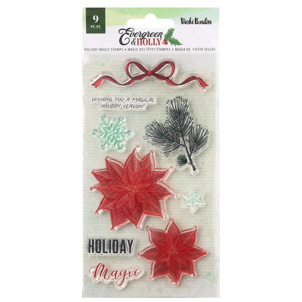 Vicki Boutin Evergreen & Holly Clear Stamps 9 pack - Holiday Magic