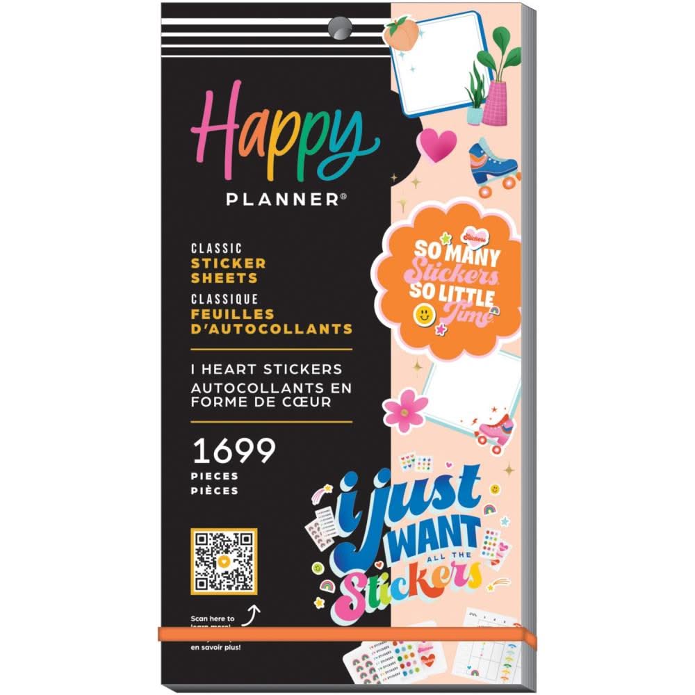 Happy Planner Sticker Value Pack 30/Sheets I Heart Stickers, 1699 Piec ...