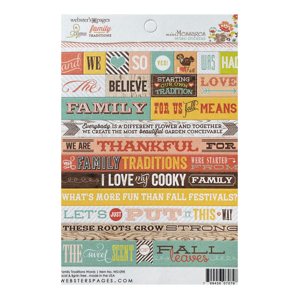 Webster's Pages Mini Message Word Stickers - Family Traditions*