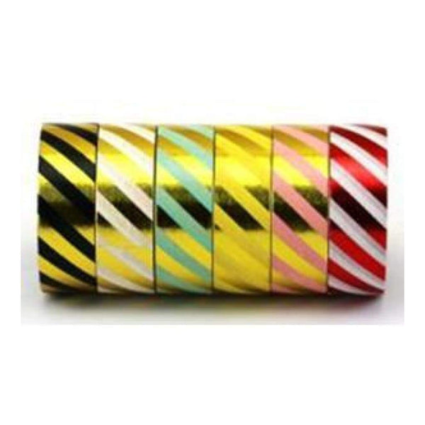 Amazing Value Foil Washi Tape - 6 Rolls Of Assorted Foil Striped Designs