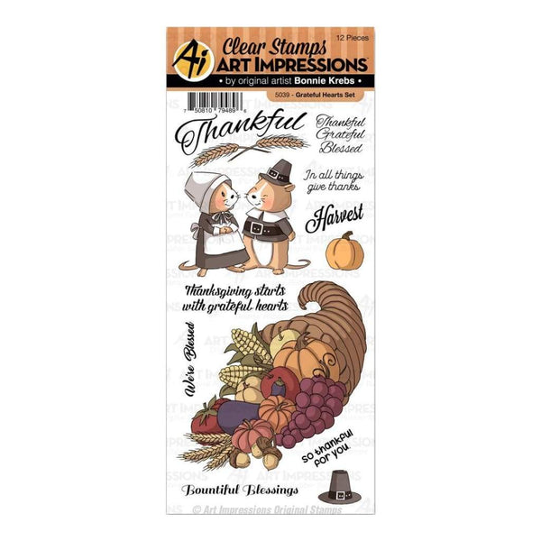 Art Impressions Thanksgiving Clear Stamps Grateful Hearts