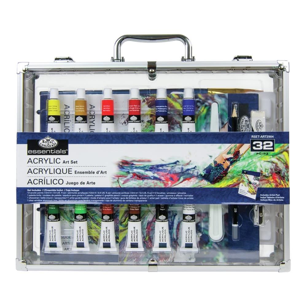 Royal Brush Essentials Acrylic Art Set In Metal Case 32 pack
