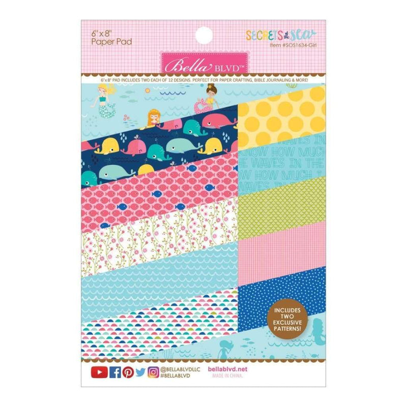 Bella Blvd 6x8 inch Paper Pad - Secrets Of The Sea - Girl - includes 2 of each of the 12 designs