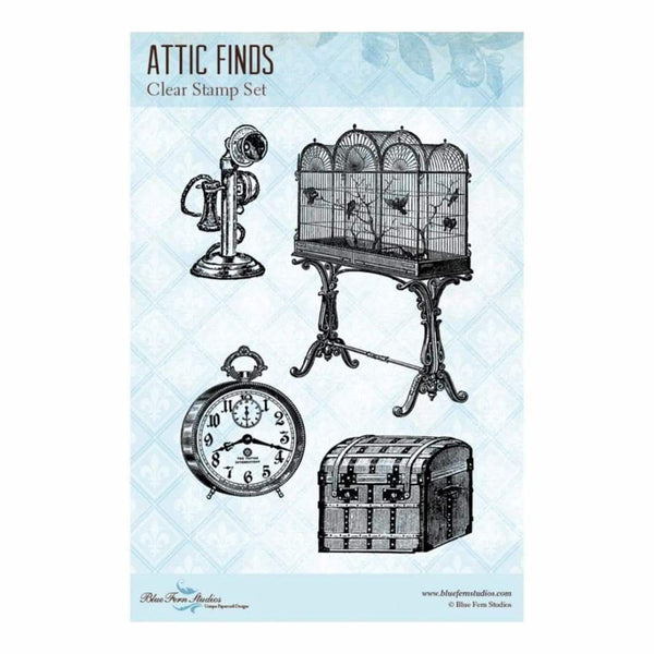 Blue Fern Studios Clear Stamps 4 inch X6 inch Attic Finds