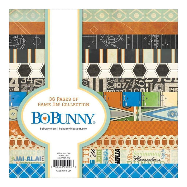 BoBunny Single-Sided Paper Pad 6inch X6inch 36 pack Game On! 12 Designs/3 Each
