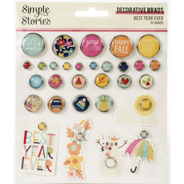Simple Stories Best Year Ever Decorative Brads 30 pack