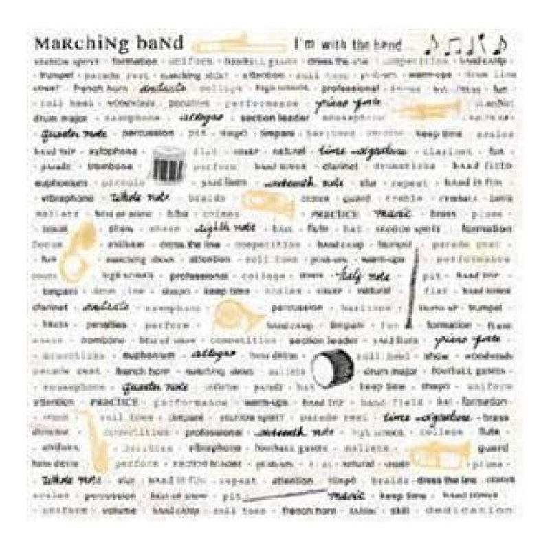 Carolee's Creations - Marching Band Words 12X12 Patterned Paper (Pack Of 10)