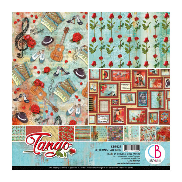 Ciao Bella Double-Sided Paper Pack 90lb 12"X12" 8/Pkg Tango, 8 Designs/1 Each