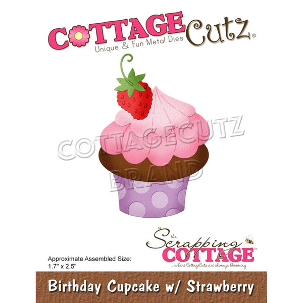 CottageCutz Dies - Birthday Cupcake with Strawberry, 1.7 inchX2.5 inch*