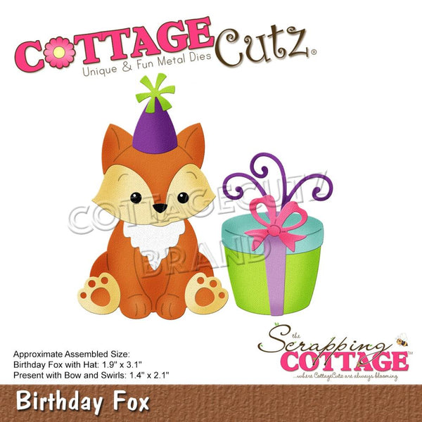 CottageCutz Dies - Birthday Fox, 1.9 inchX3.1 inch*