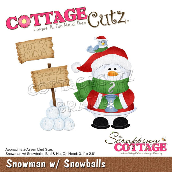 CottageCutz Dies - Snowman with Snowballs, 3.1 inch To 2.8 inch*