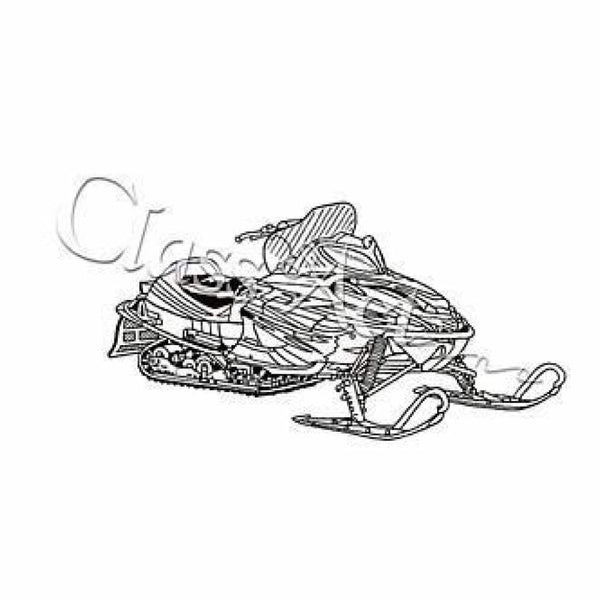 Class Act Cling Mounted Rubber Stamp 4.25 Inch X5.75 Inch Snowmobile