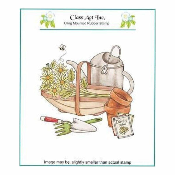 Class Act Cling Mounted Rubber Stamp 5.75 Inch X6.75 Inch - Planting Time