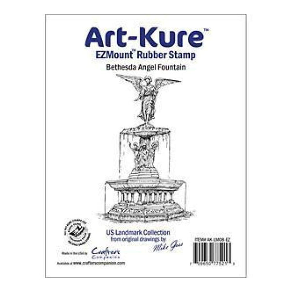Crafters Companion -  Art Kure - Bethesda Angel Fountain Landmarks Ezmount Stamp 4In X 3.75In