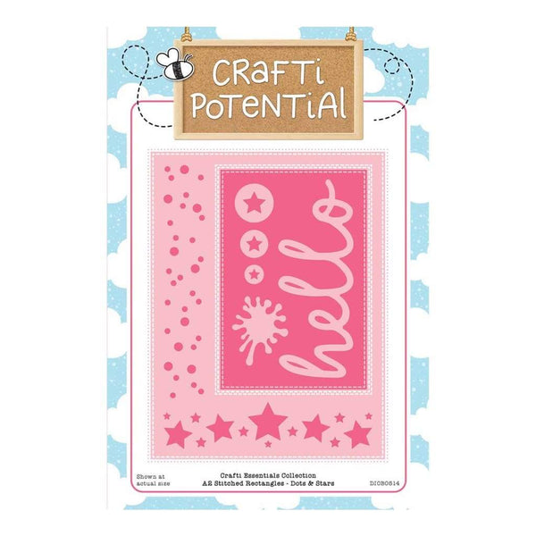 Crafti Potential - A2 Stitched Rectangles - Dots & Stars