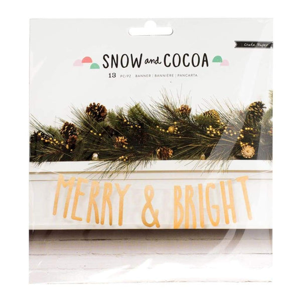 Crate Paper Snow & Cocoa Banner 13 pack with Gold Glitter And Kraft