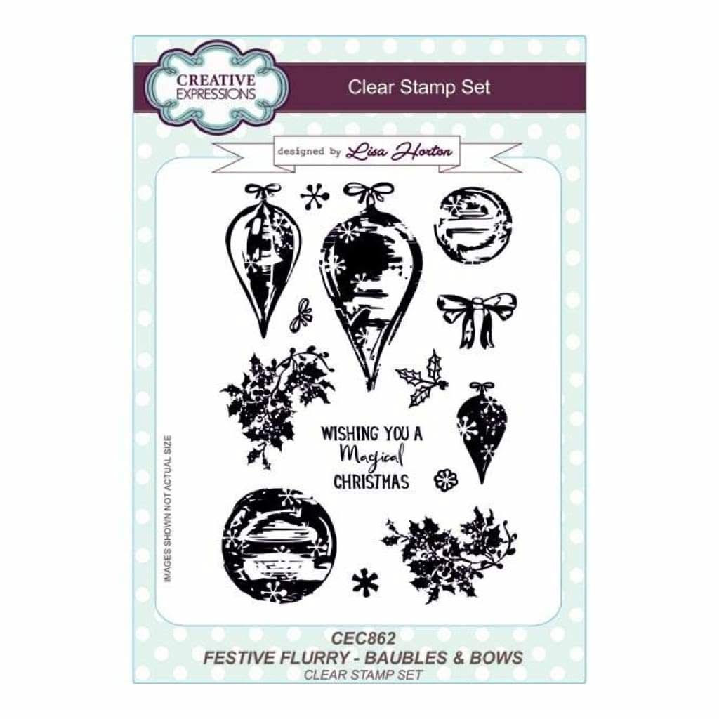 Creative Expressions Lisa Horton Festive Flurry Baubles & Bows A5 Cl