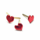 Creative Impressions - Painted Metal Paper Fasteners 50 Pack Hearts - Metallic Red