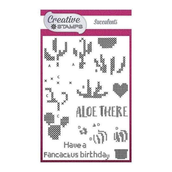 Creative Stamps A6 Stamp Set Succulents Set of 15 - Cross Stitch Collection
