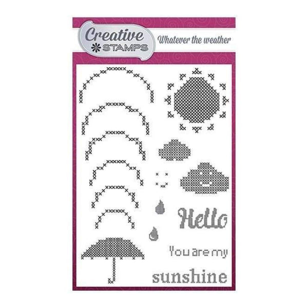 Creative Stamps A6 Stamp Set Whatever The Weather Set of 16 - Cross Stitch Collection
