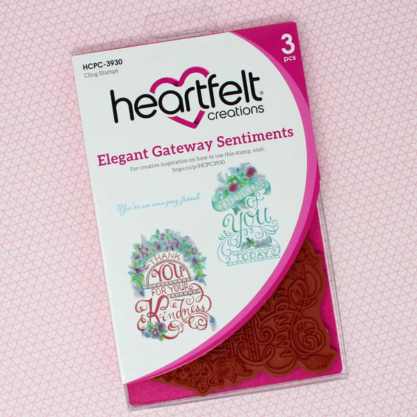 Heartfelt Creations Cling Rubber Stamp Set - Elegant Gateway Sentiments