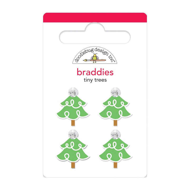 Doodlebug - Braddies Brads 4 pack - Tiny Trees, Christmas Magic*