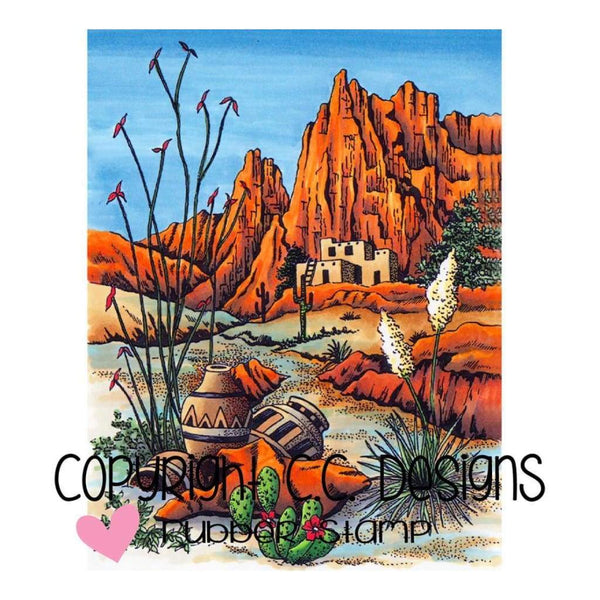Doveart Cling Stamp 3.75 inch X4.5 inch Southwest Mountain