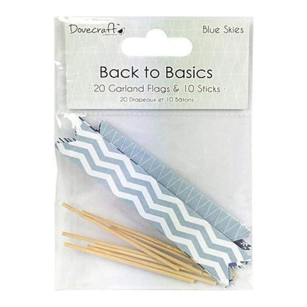 Dovecraft Back To Basics Blue Skies Garland Flags 20 Flags & 10 Sticks
