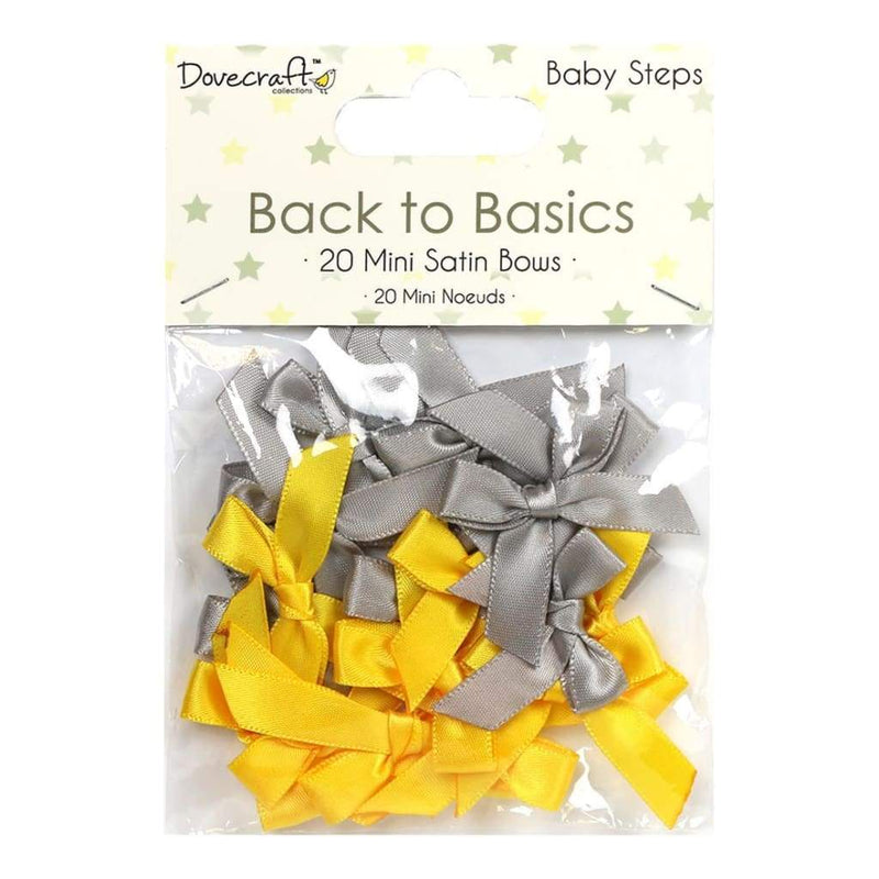 Dovecraft Back To Basics Mini Satin Bows 20 pack Baby Steps