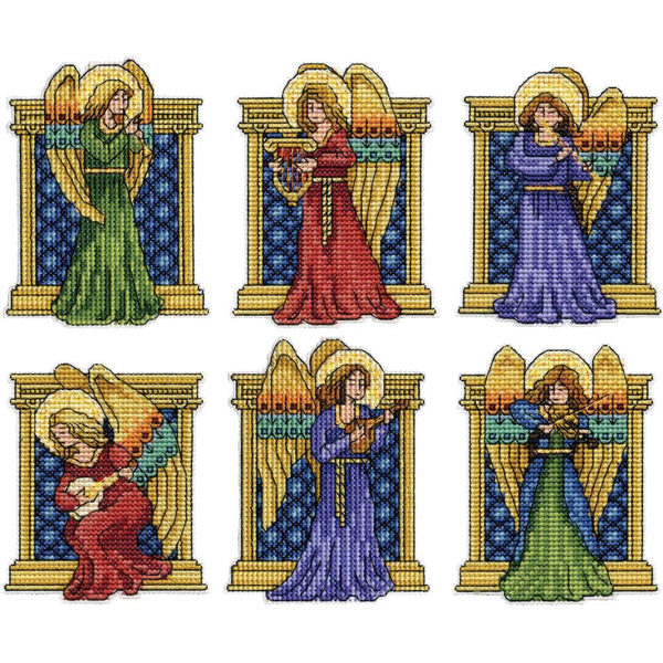 Design Works Plastic Canvas Ornament Kit 3X4 Set Of 6 Medieval Angels (14 Count)