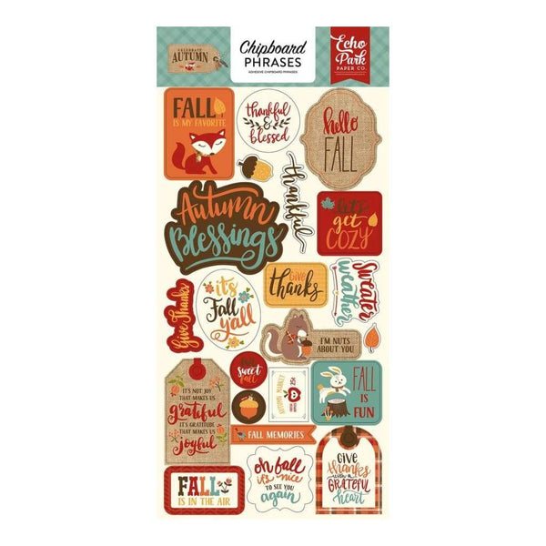 Echo Park - Celebrate Autumn Collection - Chipboard Phrases.