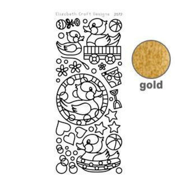 Elizabeth Craft Design - Rubber Ducky Peel-Off Stickers Gold