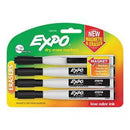 Expo - Magnetic Dry Erase Fine Marker With Eraser 4 Pack Black