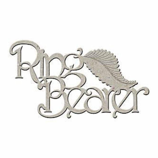 Fabscraps -Die-Cut Gray Chipboard Word Ring Bearer 4.25In.X2.25In.
