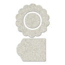 Fabscraps Die-Cut Grey Chipboard Embellishments - Flower Shape  Center & Tag 12/Pkg