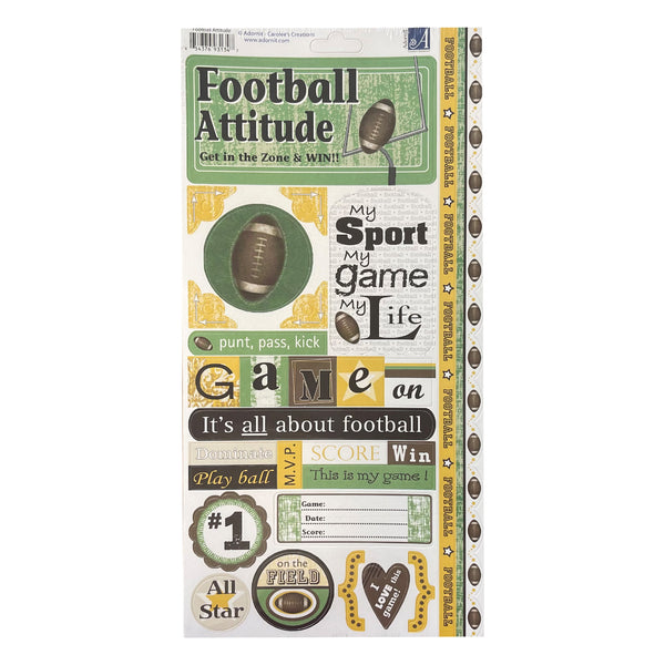 Adorn It - Carolees Creations Sticker Sheet - Football Attitude*