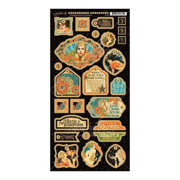 Graphic 45 - Vintage Hollywood Chipboard Die-Cuts 6 inch X12 inch Sheet Decorative