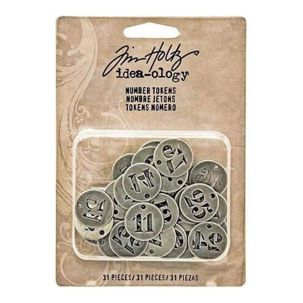 Idea-Ology Number Tokens 31 Pack Silver Charms .75 Inch