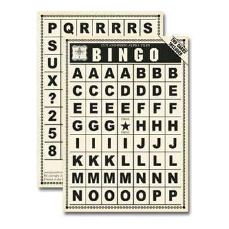 Jenni Bowlin - Bingo Cards - Alpha Tiles - Vintage 2 Sheets Per Pack