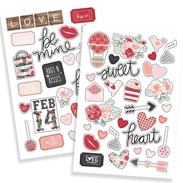 Simple Stories Kissing Booth Puffy Stickers 4inch X6inch 2 pack