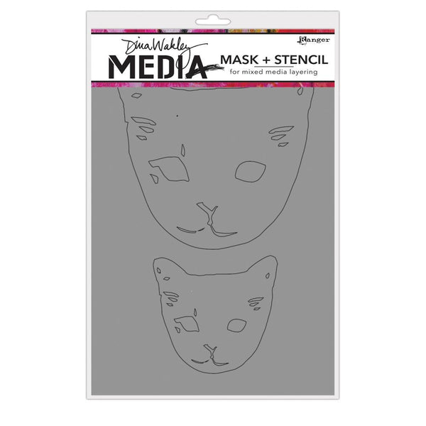 Dina Wakley Media Stencils 9inch X6inch Cat Head Masks
