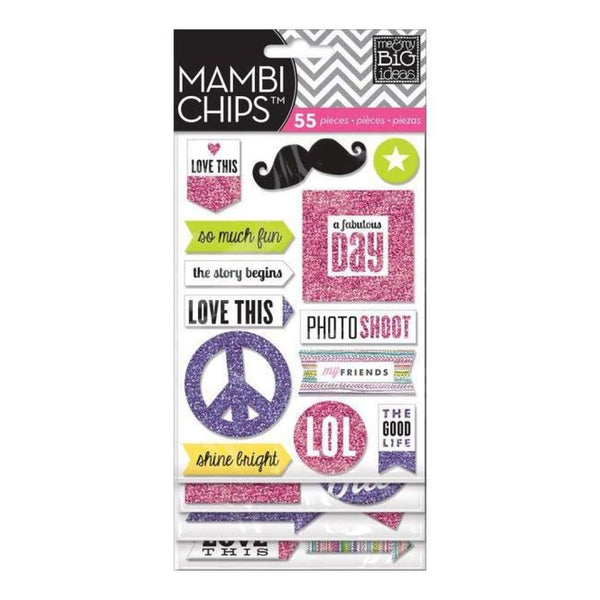 Me & My Big Ideas - Specialty Icon Glitter Chip Stickers Flip Pack - True Story