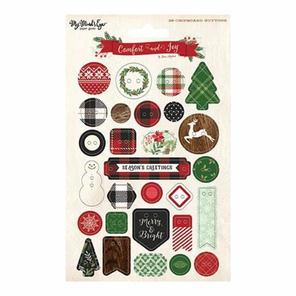 My Minds Eye - Comfort & Joy Chipboard Buttons