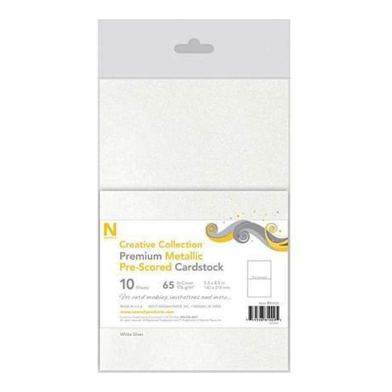 Neenah Paper - Pre-Scored Metallic 65Lb Cover Cardstock 5.5 Inch X8.5 Inch  10 Pack White Silver