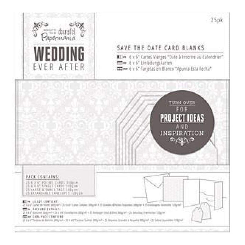 Papermania Ever After Wedding Blank Cards 25 Pack  White Damask Screen Print